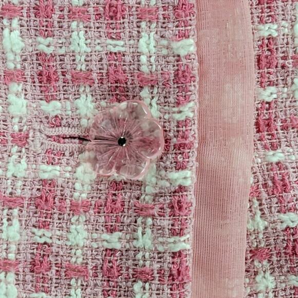 Vintage Requirements Tweed Skirt Suit Womens 12 Pink Check Office Career - Picture 9 of 16